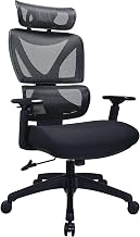 Lorell Xavier Mesh High-Back Chair with Articulating Lumbar, Breathable Mesh Back, Height-Adjustable Headrest, Synchronized Mechanism, Fabric Seat, Black, 275 lb Capacity
