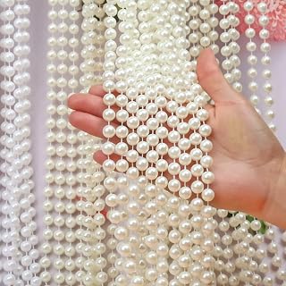 6mm Artificial Pearls String Garland, Faux Pearl Beads Chain Trim Strand for Craft Wedding Party Flower Valentine Christmas Decoration (Ivory, 19.68 Feet)