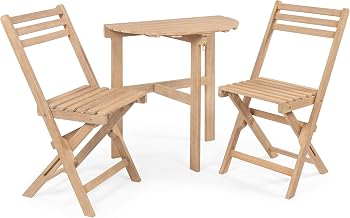 JONATHAN Y Cadiz 3-Piece Acacia Outdoor Folding Bistro Set, Light Teak