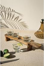 KALALOU Tequila Flight - Four Glasses ON A Wooden Base