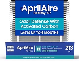 213CBN Replacement Filter for AprilAire Whole House Air Purifiers - MERV 13 with Carbon, Healthy Home Allergy + Odor Reduction, 20x25x4 Air Filter (Pack of 1)