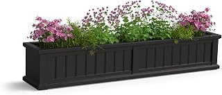 Mayne Cape Cod 60in Self-Watering Rectangular Window Box Planter, Black | Self-watering, All season, Fade resistant, Mounting brackets included, Built-in overflow, 15-year warranty