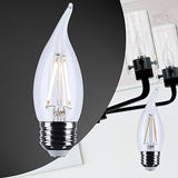 Satco 5.5W CA10 LED Light Bulb 5000K Natural Light 500 Lumens Clear Flame Tip 300 Degree Beam E26 Medium Base 92 CRI Dimmable Wet Rated IP65 Enclosed Fixture Rated 120V S12513
