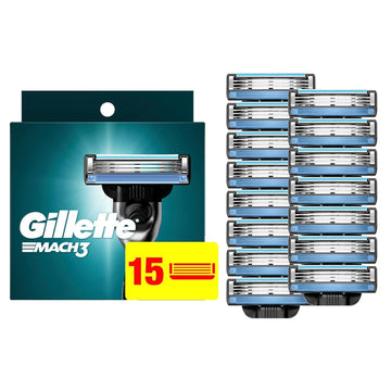 Mach3 Razor Refills for Men by Gillette – 15 Count (Pack of 1), Blue, Model 47400313095