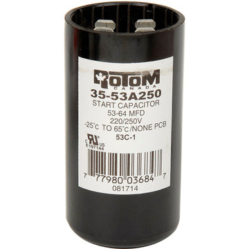 Motor Start Capacitor by Rotom – Plastic, Model 53C-1