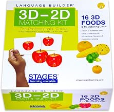Learning Language Builder 3D-2D Foods Matching Kit for Autism Education & Aba Therapy Flash Cards