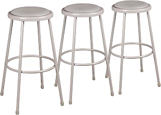 Learniture Heavy Duty Padded Metal Lab Stool, 30" Seat Height, Gray, NOR-TY-538-P-30GR (Pack of 3)