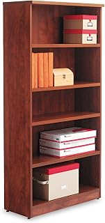 Alera Valencia Series Bookcase, Five-Shelf, 31.75w x 14d x 64.75h, Medium Cherry
