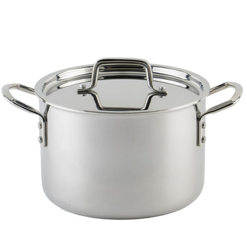 Tri-Ply Stock Pot by Winco – 6 Quarts, Stainless Steel, Silver, Model TGSP-6