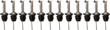 Winco Metal Pourer with Tapered Spout and Hinged Cap | Dishwasher safe, BPA-free, Stainless steel breather, Leak-resistant cork, Great for Bottles, Drink Service and Bar Service