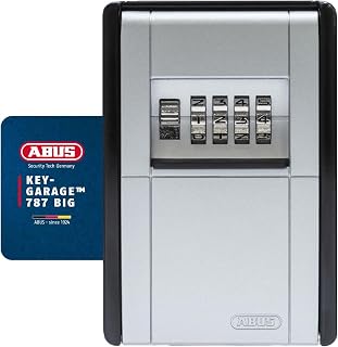 ABUS 08492 Big KeyGarage 787 Padlock for Wall Mounting - Black/Silver | Zinc die-cast flap, holds up to 8 keys, 65 x 150 x 40 mm – ideal for holiday homes, offices & apartment blocks