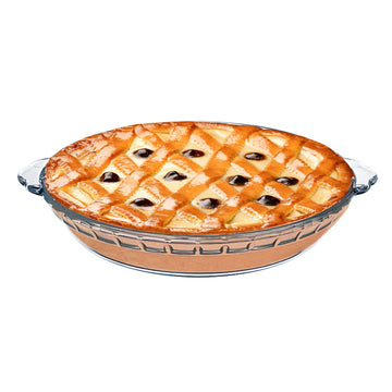 FEOOWV Round Glass Pie Pan, 8 Inch with Handles, Clear