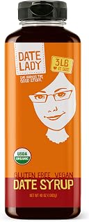 Date Syrup, Organic Sugar Substitute, 3 lb Squeeze Bottle – Date Lady | Made From 100% Organic Dates; Vegan, Gluten Free and Kosher; Use in Coffee, Roasted Veggies, Oatmeal and Smoothies
