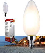 Satco S12158 4.5W LED B11 Candelabra Bulb, Warm Dimming 3000K-2000K, 450 Lumens, 90 CRI, 40W Replacement, Frost Finish, E12 Base, Enclosed Fixture Rated, Dimmable, 120 Volt
