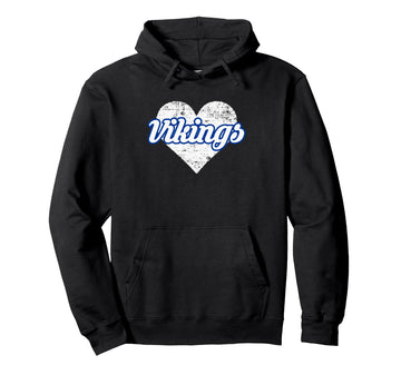 Curtis Vikings Over Heart Pullover Hoodie by Curtis Vikings Official High School Gear – Polyester, Black, Model G5FKNZB8826