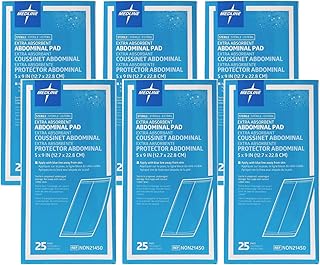 Medline Sterile Abdominal Pad, NON21450H, 5 inch x 9 inch, 25 Count (Pack of 6)