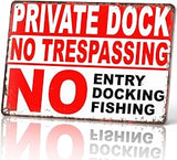 Private Dock Warning Metal Sign 8x12 Inch for Lakeside Wall Decor