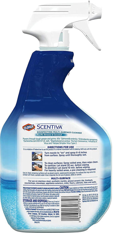 Scentiva Disinfecting multi surface Cleaner 2 PK (Pacific Breeze & Coconut) *24FL OZ* by Clorox – 24 Fl Oz (Pack of 2), Pack of 2, Model V1-LFZ1-U21H
