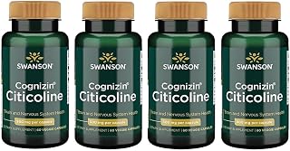 Swanson Cognizin Citicoline Brain Health Supplement for Professionals Seeking Mental Focus, Memory, and Cognitive Support - 1,000 mg (60 Veggie Capsules, 4 Pack) | Clinically Studied to Support Mental Focus, Memory and Cognitive Health, Patented Cognizin Citicoline B Vitamin