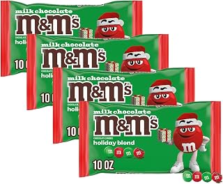M&M's Milk Chocolate Christmas Candy, Stocking Stuffers, Christmas Chocolate, 10 Oz Bag (Pack of 4)