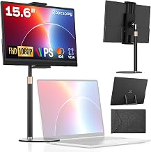 Dopesplay 15.6" Portable Monitor with Stand & Sleeve, FHD 1080P IPS External Display, 75x75mm VESA Laptop Screen Extender with Built-in Speakers, Dual USB-C & HDMI for PC/Mac/Phone/PS/Xbox/Switch