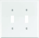 Leviton 2-Gang Toggle Switch Wallplate, Midway Size, PJ2-W, White