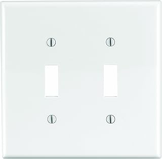 Leviton 2-Gang Toggle Switch Wallplate, Midway Size, PJ2-W, White