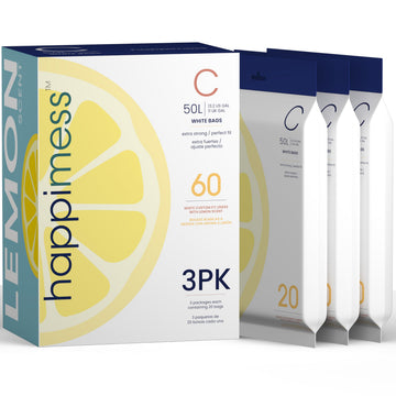 Douglas 20-Count Lemon 13.2 Gal Trash Bags by happimess – 60 Count (Pack of 1), 13.2 gallons, Medium Density Polyethylene, White (Lemon Scented), Model HPM3100C-WHITE