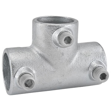 1-1/2" Size 90 Degree Three Socket Tee Pipe Fitting (1.94" Fitting I.D.) by Global Industrial – 2.5"L x 5.25"W x 3.75"H, Galvanized Iron, Gray, Model 798744