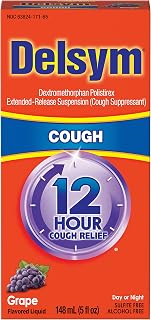 Delsym Cough Suppressant Liquid Grape Flavored, Orange, 5 Fl Oz (Pack of 1)