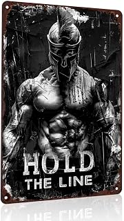 Spartan Warrior Hold the Line Vintage Metal Wall Art Signs 8X12 Inch
