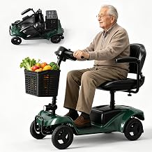 4 Wheel Folding Mobility Scooter, for Seniors&Adults,Easy to Operate | 28-Mile Range Mobility Scooter, Adjustable Speed,300lb Capacity, Equipped with a Swivel Seat–Perfect for Daily Commute-Red