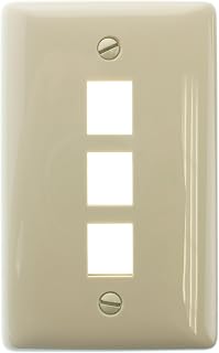 Hubbell NSP13I NetSelect 1-Gang 3-Port Multimedia Keystone Wall Plate, Data Jack Faceplate, Ivory