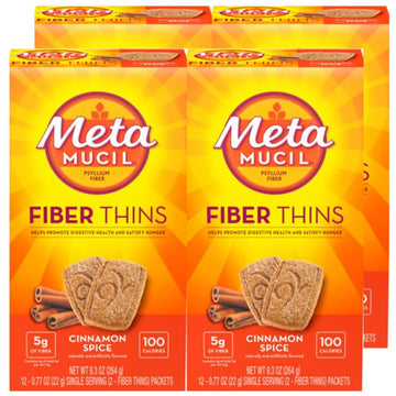 Fiber Thins by Metamucil – 9.3 Ounce (Pack of 4), Brown, Pack of 4