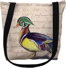 Betsy Drake TY145BS 13 x 13 in. Male Wood Duck Script Small Tote Bag