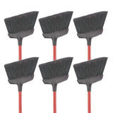 Commercial Angle Broom by LIBMAN COMMERCIAL – Steel handle; plastic fibers, Black/Red, Pack of 6