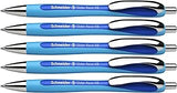 Schneider Slider Rave XB (Extra Broad) Ballpoint Pens, Refillable + Retractable, 1.4 mm, Light Blue Barrel, Blue Ink, Box of 5 Pens (132503)