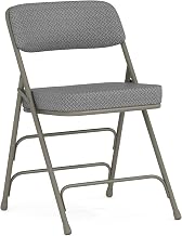 Flash Furniture Hercules Series Metal Folding Chair with Cushioned Seat, Fabric Upholstered Event Chair with 300-lb. Static Weight Capacity, Gray