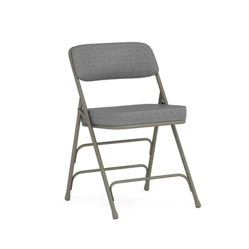 Hercules Series Metal Folding Chair with Cushioned Seat by Flash Furniture – Set of 1, MetalFabric, Gray Fabric/Gray Frame, Model HA-MC320AF-GRY-GG