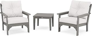 Polywood Vineyard Deep Seating Set, Slate Grey/Textured Linen