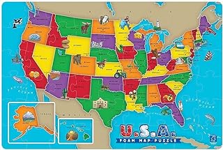 Educational Insights Large Foam USA Map Puzzle for Kids Ages 3+