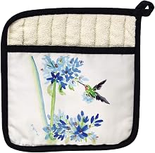 Betsy Drake PT808 Hummingbird & Blue Flowers Pot Holder