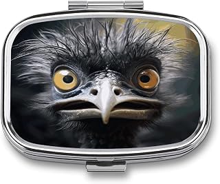 Emu Pill Box Medicine Pill Organizer Small Pill Case Travel Pill Container Portable Pill Case for Pocket 2 Compartment Pill Holder Pill Boxes for Travel