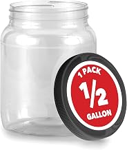 Stock Your Home Half Gallon Clear Plastic Jars with Lids (1 Pack) 64 oz Wide Mouth Large Jar with Lid, Big Container for Candy, Cookies, Arts & Crafts, Bartender Money Tips, Kitchen & Pantry Storage