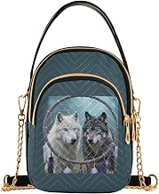 Portable Mini Crossbody Wallet For Daily Outing | Tear Resistant durables Texture Small Handheld Travel Bag Weekend Outdoor Walk Arctic Tribal Wolf