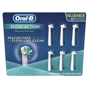 Replacement Brush Heads by Oral-B – 1 Count (Pack of 6), Plastic, White, Pack of 6, Model EB25-6
