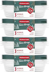Rubbermaid 12-Pack TakeAlongs Clear Plastic Food Storage and Organization Container with Lid for Leftovers and Meal Prep, 4 Cup Capacity, Green
