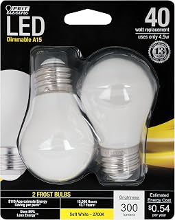 Feit Electric A15 Classic LED Light Bulb, 40W Eq, Soft White, 2 Pack