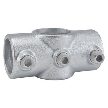 1" Size Two Socket Cross Pipe Fitting (1.375" Fitting I.D.) by Global Industrial – 2"L x 4"W x 2"H, Galvanized Iron, Gray, Model 798725