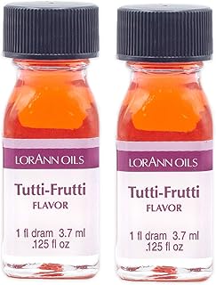 LorAnn Oils Super Strength Flavoring - Used For Candy Making, Flavoring, Baking, Hard Candy, & Flavor Oils - Bold, Natural Flavors 4X Stronger Than Extracts - Tutti Frutti, Pack of 2, 0.125 fl oz